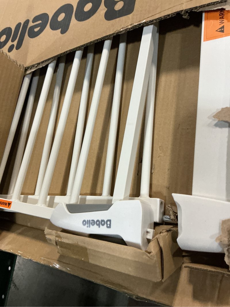 Condition photo showing As Is for Babelio 29-55 Inch Extra Wide Baby/Dog Gate, PressGuard P7, Metal Auto Close, Pressure Mounted Pet Door for Doorways, NO Need Tools and Drilling, with Wall Cups, White White 30"Tall 29"-55" Wide