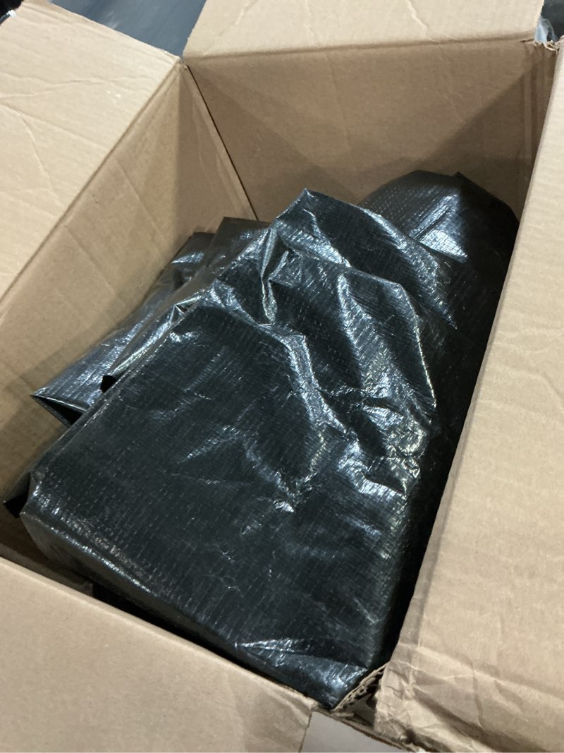 Condition photo showing Good Condition for Black Tarps Heavy Duty Waterproof 16x20, 12 Mil Thick, High Durability, Rip and Tear Resistant with Metal Grommets Every 20 Inches 16 Ft x 20 Ft Black 1