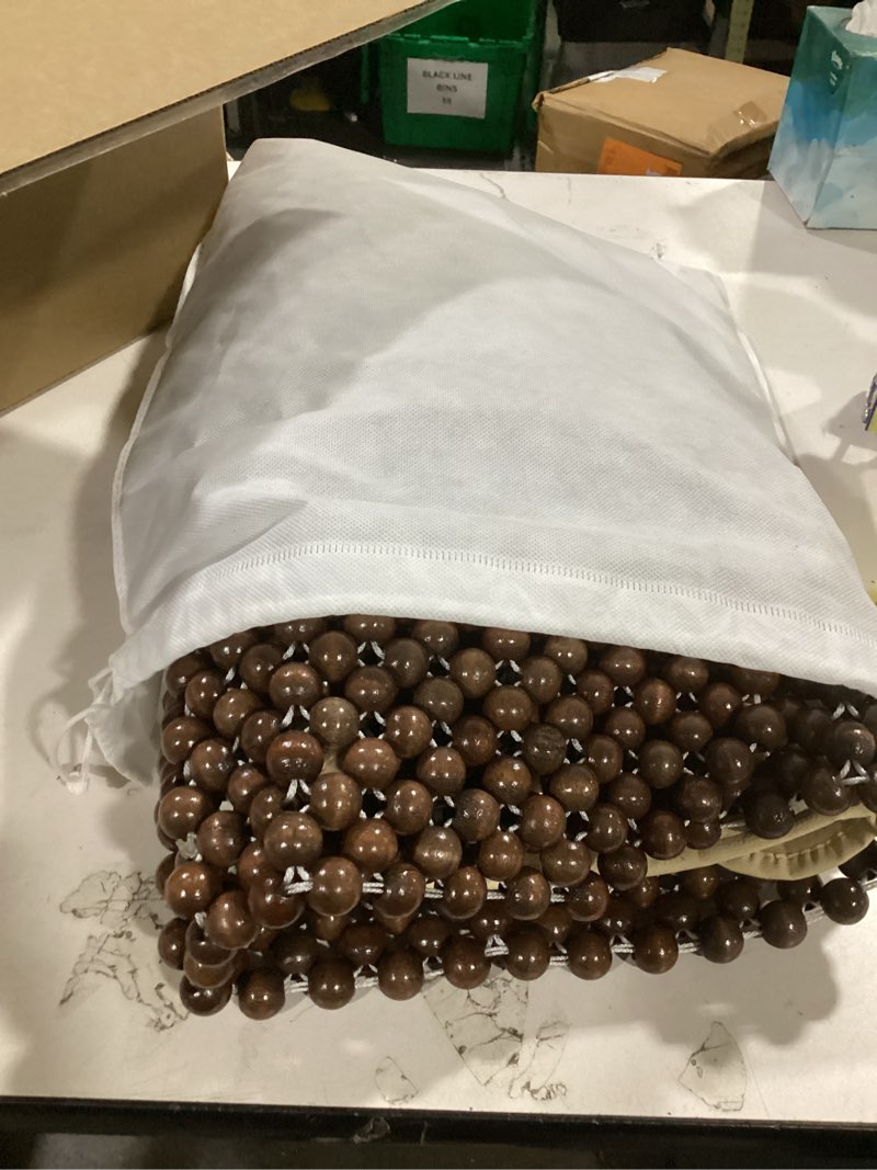 Condition photo showing As Is for natural wood beaded seat cover massaging cooling cushion for car truck. keeps the back from getting sweaty while driving. makes driving more bearable and less painful on long trips everyday vechicles (pickup, suv, sedan, mpv)