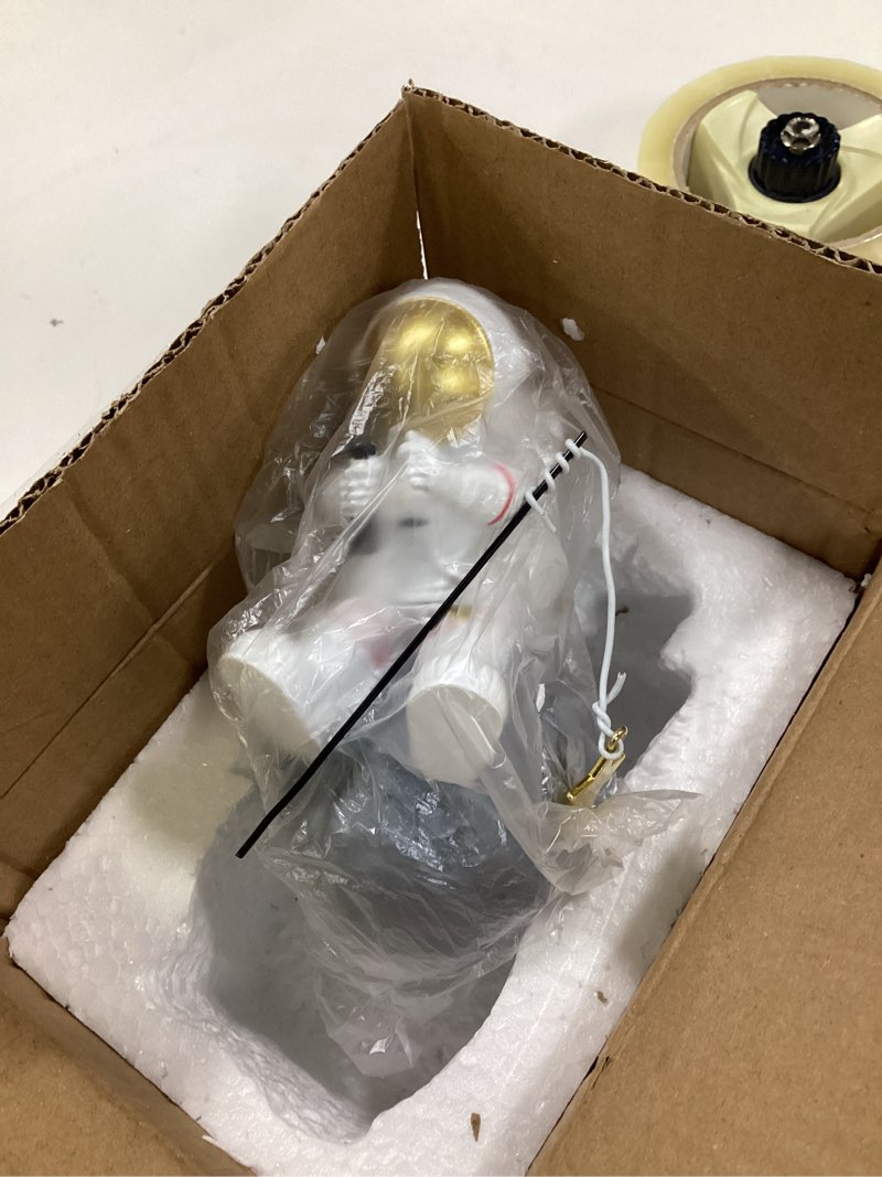 Condition photo showing New/Like New for Astronaut Figurine Statue, Astronaut Fishing Star Figure Sculpture for Desktop & Tabletop Decor, Resin Spaceman Planet Desk Ornament for Outer Space Themed Bedroom Decor, Cake Topper Decoration Model