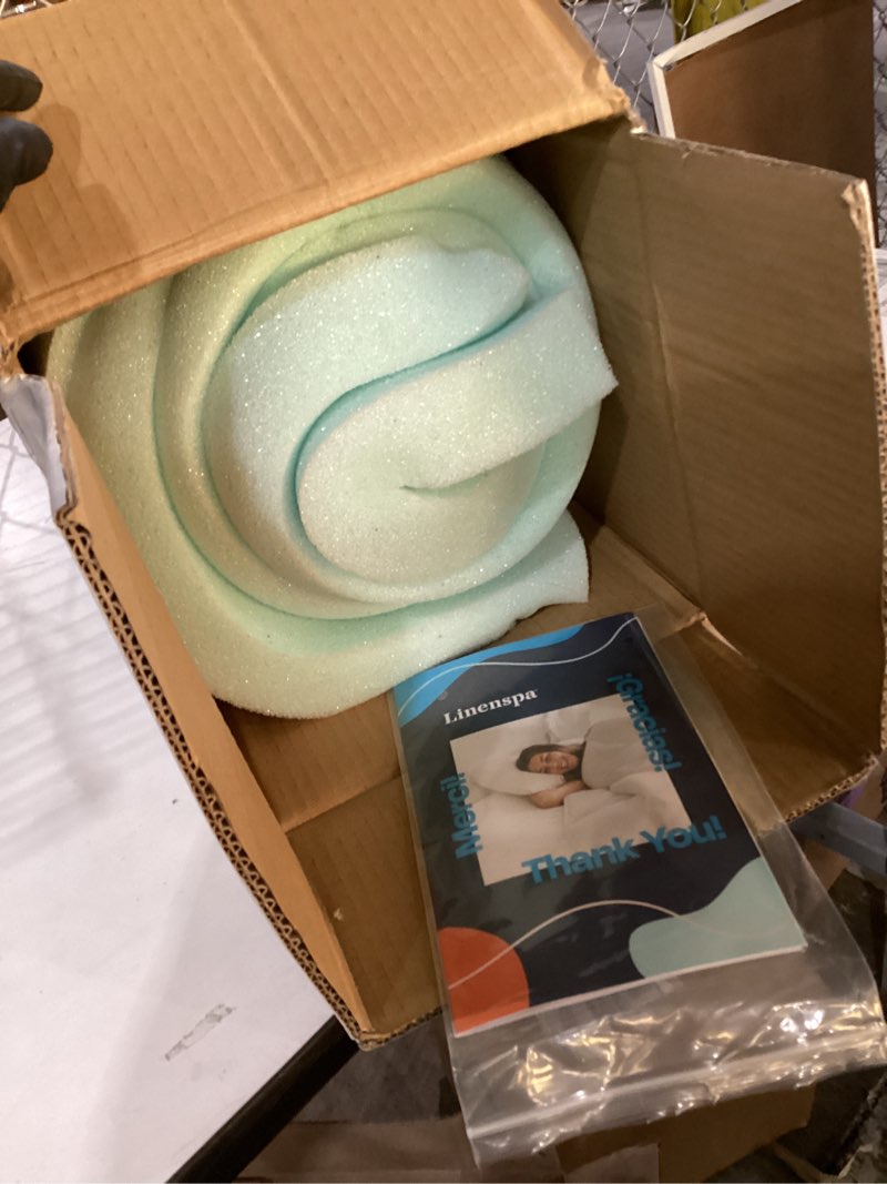 Condition photo showing New/Like New for LINENSPA Memory Foam Mattress Topper - 2 Inch Gel Infused Memory Foam - Plush Feel - Cooling and Pressure Relieving - CertiPUR Certified - Dorm Room Essentials - Twin Size Twin 2 Inch Classic Gel