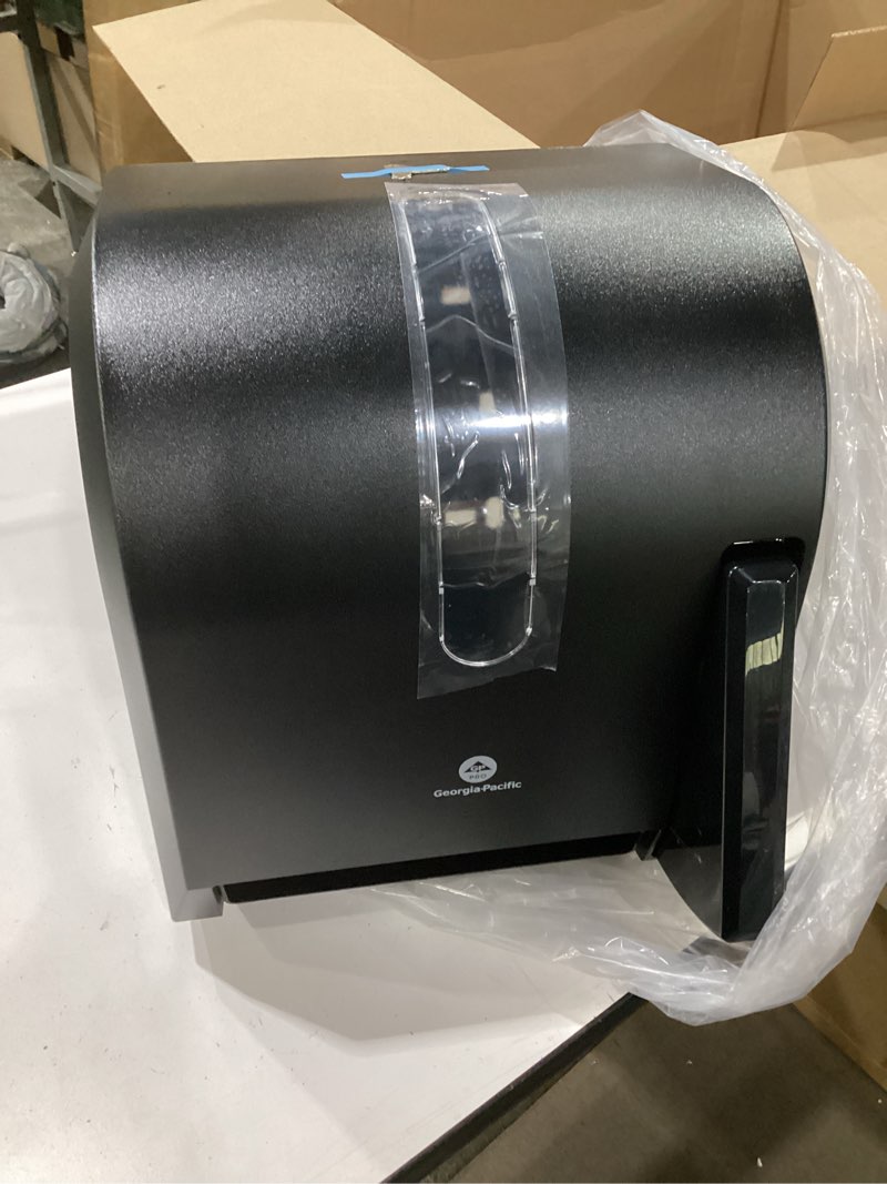 Condition photo showing New/Like New for georgia-pacific push paddle roll paper towel dispenser by gp pro, 54338a, black music