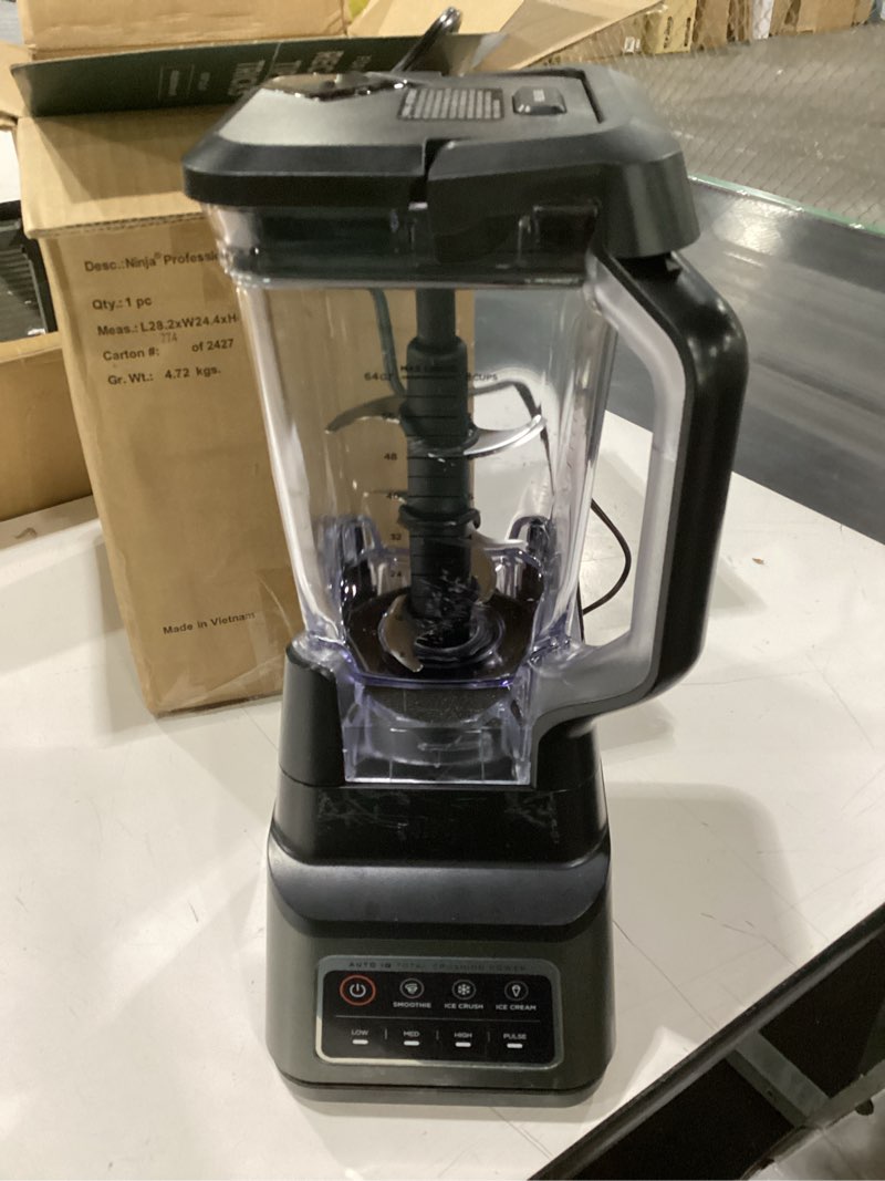 Condition photo showing Good Condition for ninja professional plus blender | max power smoothie blender, ice cream maker, frozen drink mixer & margarita machine | 3 auto iq™ presets, 1400 w, 72oz total crushing pitcher | dark grey, bn701 72 oz. blender + total crushing pitcher