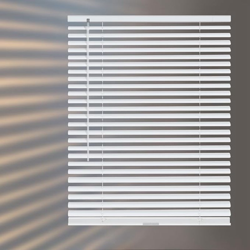 Aluminum Mini Blinds for Windows Cordless Horizontal Window Shades for Light Adjustment, Metal Venetian Blinds Waterproof for Bedroom, Bathroom, 24" W x 64" H, White