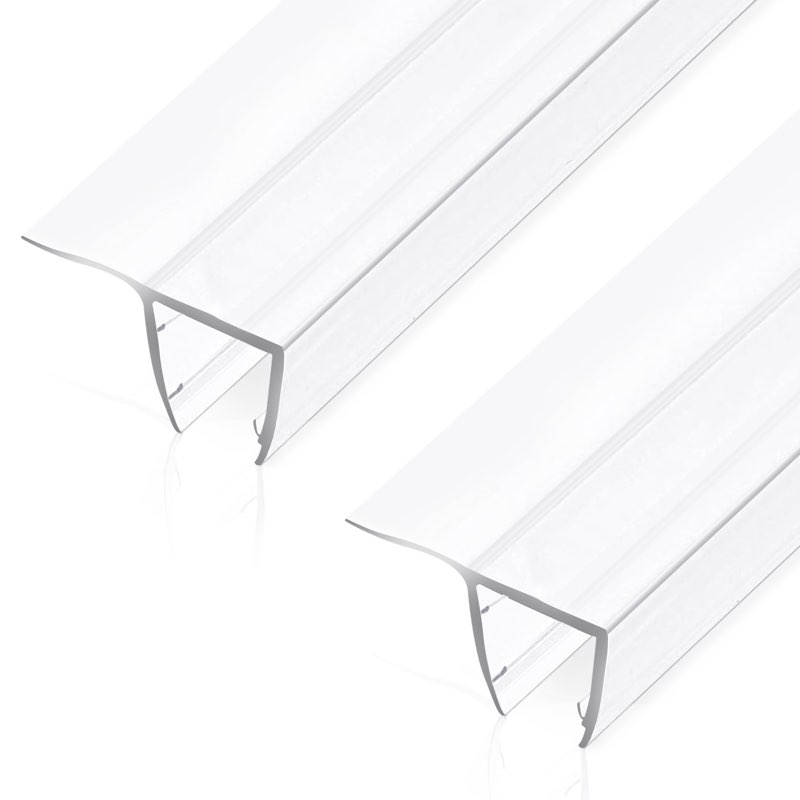 Bathroom Shower Glass Door Side Seal Strips, Length 78 Inch 2PCS Transparent PVC Door Side Seall Str