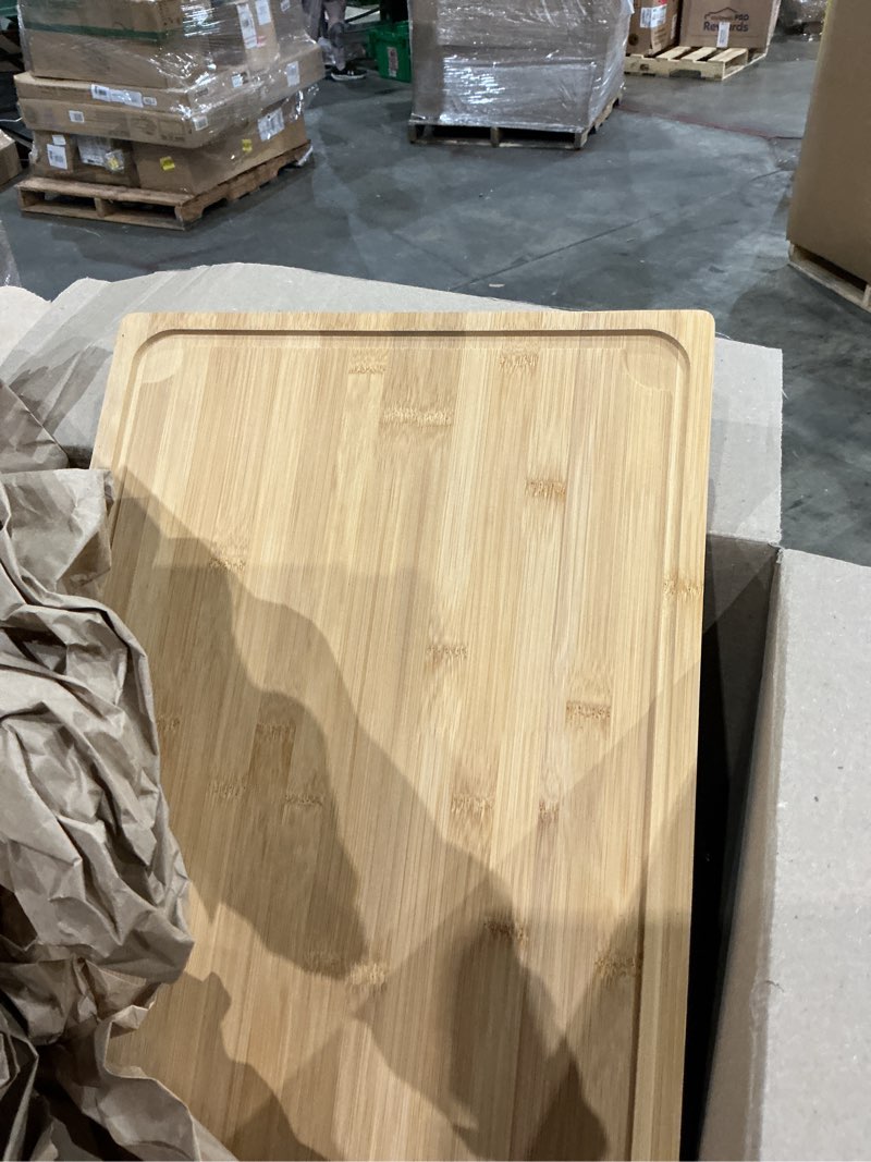 Condition photo showing Good Condition for 2xlarge cutting board, 20" bamboo cutting boards for kitchen with juice groove and handles kitchen chopping board for meat cheese board heavy duty serving tray, 2xl, empune 20"l x 14"w