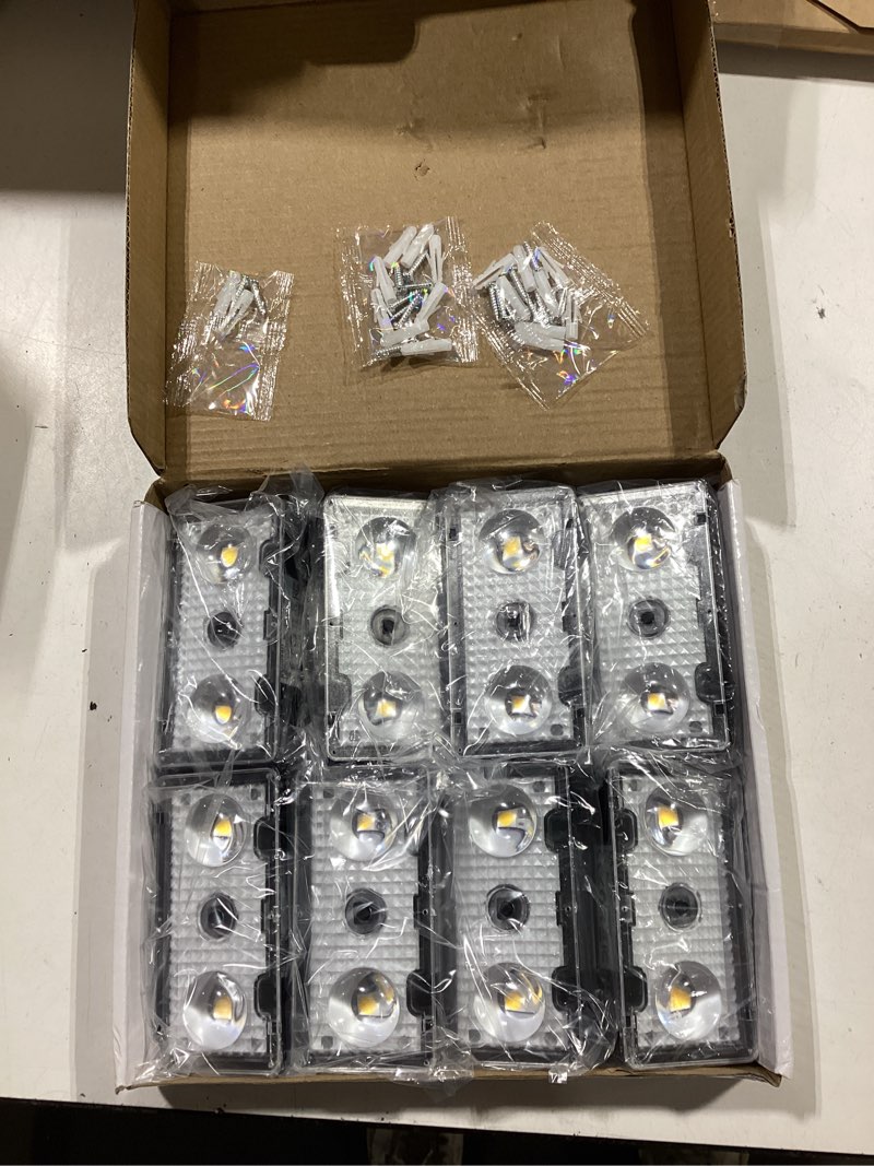 Condition photo showing Good Condition for echosari solar fence lights 8 pack, 100 lumen ultra bright solar wall lights outdoor waterproof lighting auto on/off for backyard patio railing porch step (2700k warm white)