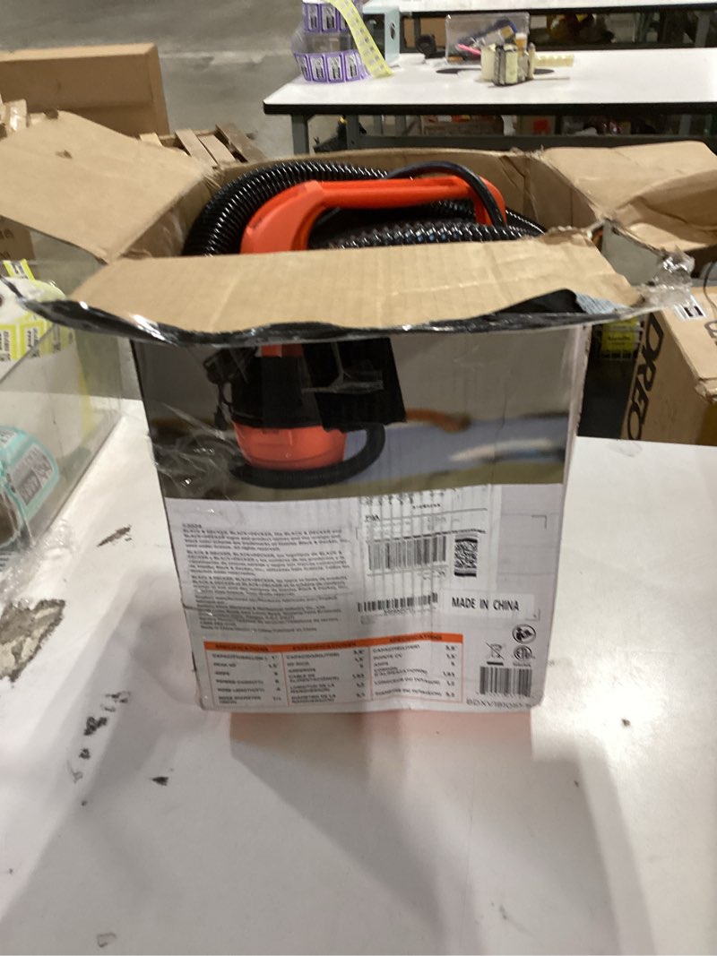 Condition photo showing Good Condition for black+decker shop vacuum wet and dry, small shop vac with accessories, 1 gallon 1.5 peak hp, wall mo