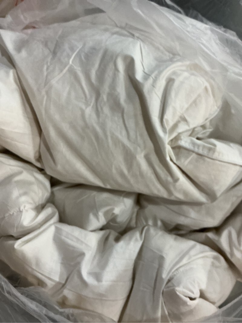 Condition photo showing As Is for apsmile heavyweight feather down comforter king size - 100% organic cotton quilted thicker winter warmest duvet insert for colder weather/sleepers (king, ivory white) king white/heavyweight