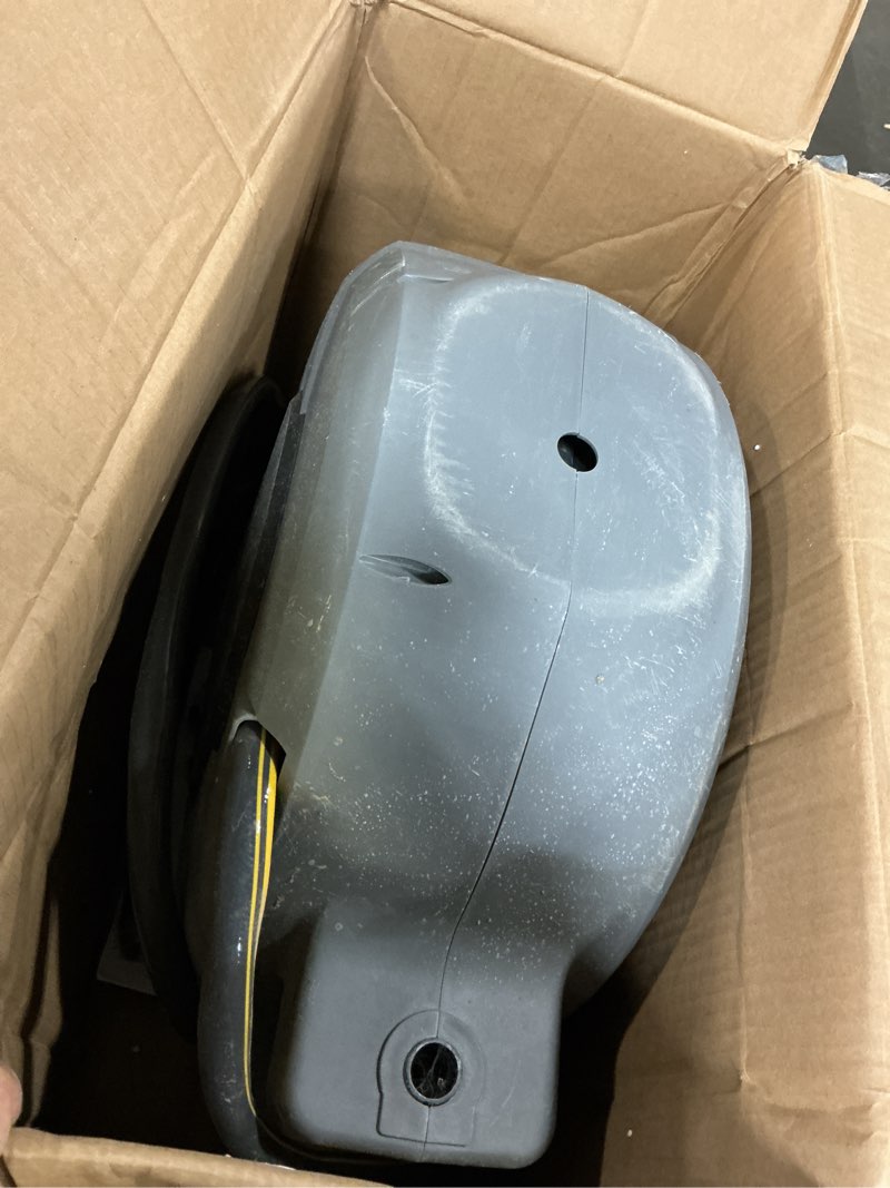 Condition photo showing As Is for glahoden retractable garden hose reel 5/8 in x 100 ft upgraded uv resistant heavy duty automatic hose reel wall mount 3/4 in brass fitting 9 pattern nozzle any length lock slow retraction 180° swivel 5/8" 100ft light gray