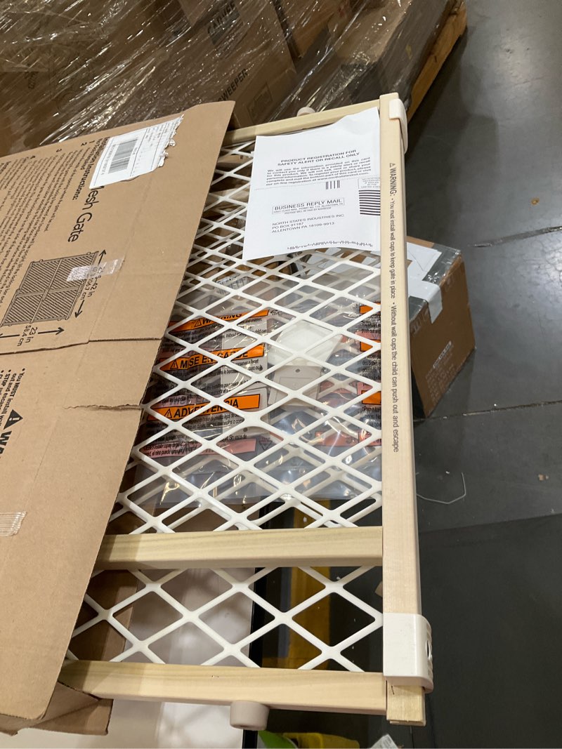Condition photo showing Good Condition for toddleroo by north states - diamond mesh wooden baby gate: pressure mounted baby gate for doorways - adjustable 26.5 to 42 inches wide - 23 inches tall