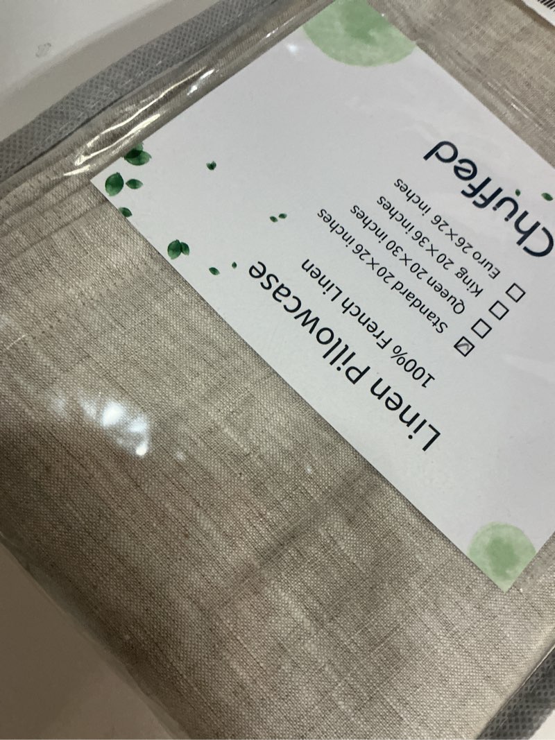 Condition photo showing Good Condition for chuffed 100% french linen pillowcases standard size set of 2 linen pillow cases, stone washed flax pillow shams with zipper closure - breathable & cooling for hot sleepers,20x26 inches, natural linen linen standard (20" x 26")