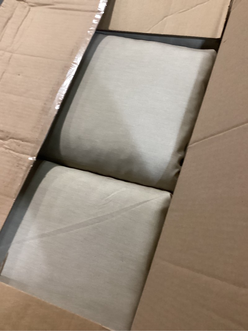 Condition photo showing Good Condition for arden outdoor chair cushion, 21 x 20, rain-proof, fade resistant 21 x 20, tan leala 21 x 20 cartridge style tan leala