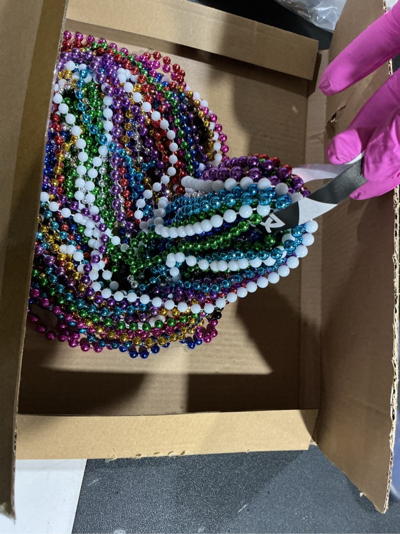 Condition photo showing New/Like New for shaoqinlin 30 pcs mardi gras beads necklaces, 10 colors 33 inch colorful bead necklaces bulk round party beads for mardi gras, st. patrick's day, christmas, carnival party favor