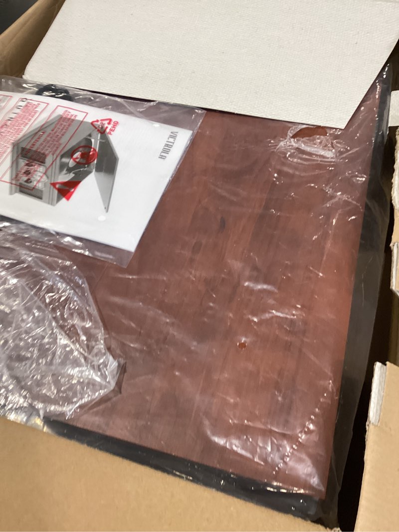 Condition photo showing New/Like New for victrola the quincy 6-in-1 bluetooth record player & multimedia center with built-in speakers – 3-speed turntable, cd & cassette player, fm radio, wireless music streaming (mahogony) mahogany record player