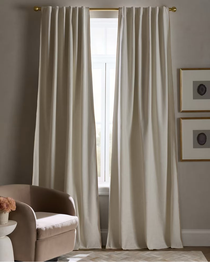 piped edge cotton true blackout curtain - single panel size 48x96