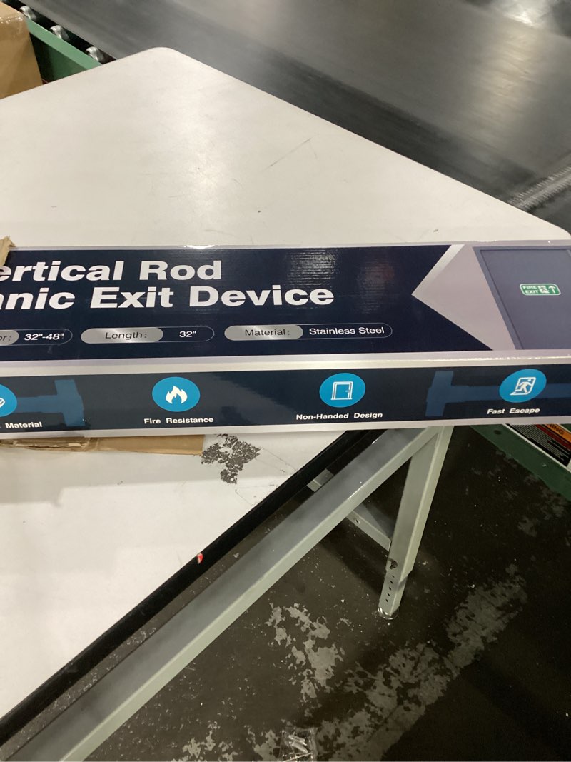 Condition photo showing New/Like New for IRONWALLS Panic Bars for Exit Doors 32 Inch, Silver Commercial Push Bar Panic Exit Device Stainless Steel with Exterior Door Lever Handle, Emergency Exit Panic Door Hardware for 32”-47” Doors