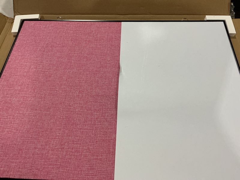 Condition photo showing Good Condition for ARCOBIS Cork Board White Board Combo, 24"X18" Linen Bulletin Board Whiteboard for Wall, Double-Sided Magnetic Dry Erase Corkboard for Home, Office, School, Pink Pink 24"X18"