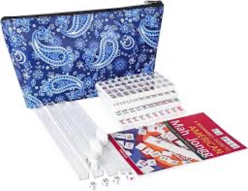 TIASUSAN Travel Mini American Mahjong Set, Mahjong Game Set with 166 White Tiles (0.8"), Complete Se