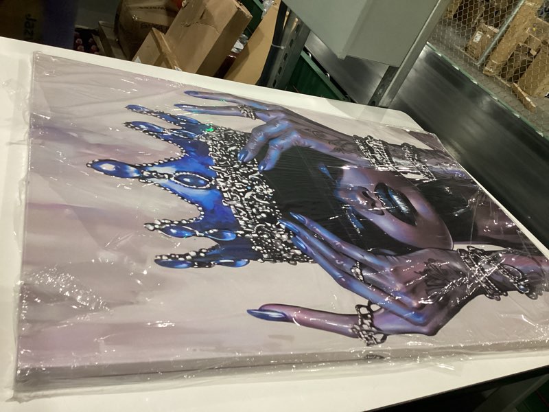 Condition photo showing Good Condition for CAVAS BENT SLIGHTLY AND SOME BLUE NEAR TOP AWPANERAR African American Wall Art Black Woman Canvas Print African Queen with Crown Pictures Elegant Woman Painting Black Girl Poster Bedroom Decor Framed (Blue, (36L x 24W)) Blue 36L\\\" x 24W\\\"