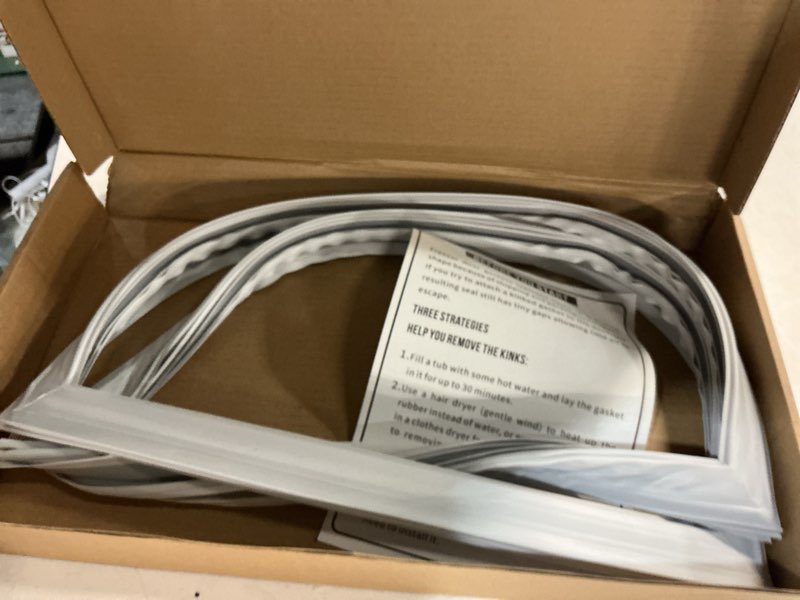 Condition photo showing As Is for upgraded 242193203 refrigerator freezer door gasket for frigidaire kenmore crosley freezer door seal replacement parts ffhi1831qp6, ffht1814qw0, 17.91”*28.74” refrigerator door gasket seal
