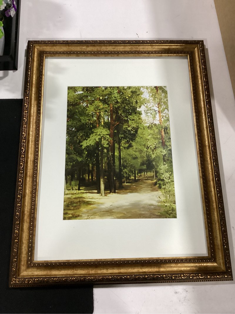 Condition photo showing Good Condition for 12x16 antique bronze vintage picture frame, ornate vintage picture frames for wall or tabletop display, 12 x 16 photo frame with real glass, display poster 8.5x11 with mat or 12x16 without mat for antique déco