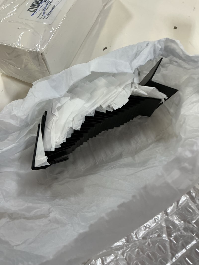 Condition photo showing New/Like New for yaocom 24 pcs small table number holders metal place card holder vintage mini table number name card display stand for wedding memo reception photo picture party restaurant, 1.4 x 1.3 x 1 inch (black) black 24