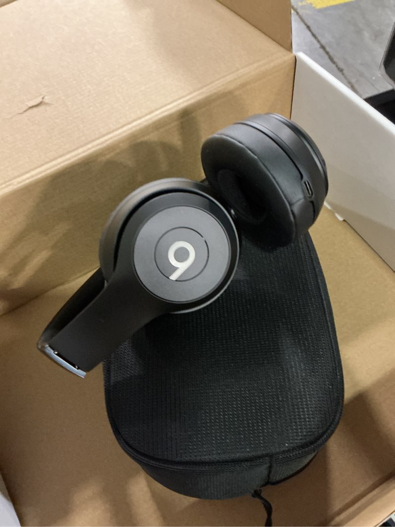 Condition photo showing As Is for beats solo 4 - wireless on-ear bluetooth headphones, up to 50-hour battery life, ultra-lightweight comfort, powerful and balanced sound, apple & android compatible - matte black matte black standalone