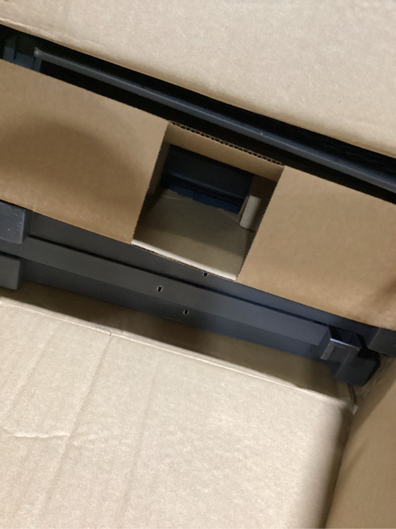 Condition photo showing As Is for Suncast 33 Gallon Wicker-Style Hideaway Trash Can with Secure Latching Lid and Weather-Resistant Construction for Patio, Cyberspace Grey, Made in the USA