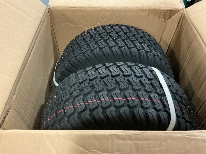 Condition photo showing New/Like New for weize 15x6.00-6 tubeless front tire and wheel assembly for john deere riding mower, compatible with john deere 100 & 300 series, 570lbs capacity, 3" offset hub, 3/4" or 5/8" or 1/2" bushing, set of 2
