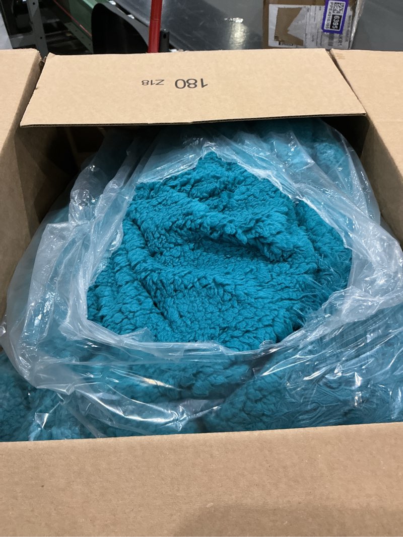 Condition photo showing As Is for bedsure gentlesoft fuzzy sherpa faux fur twin blanket teal cozy gifts for women men, soft fleece plush warm minky thick blanket twin size for bed, couch, room dorm essentials teal decor gifts, 60x80 15- teal twin (60" x 80")