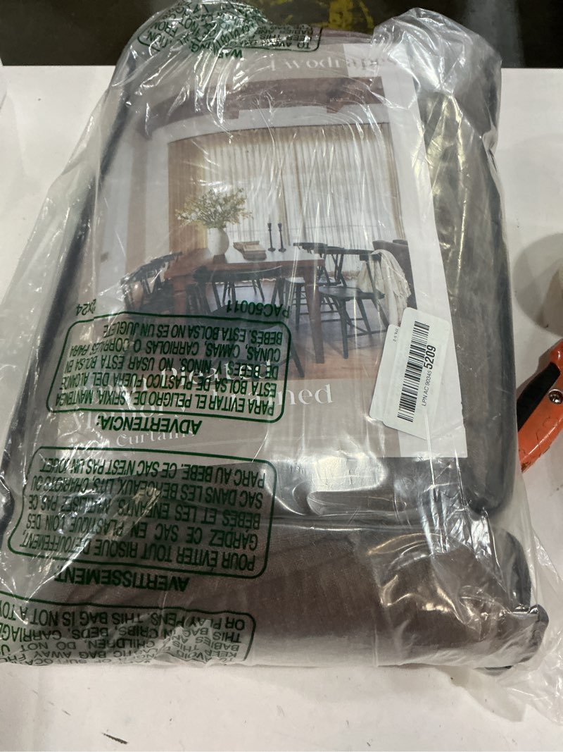 Condition photo showing New/Like New for MIULEE Taupe Linen Curtains 108 Inches Long for Bedroom Living Room, Soft Thick Linen Textured Window Drapes Semi Sheer Light Filtering Rod Pocket Back Tab Burlap Look Farmhouse Decor, 2 Panels 52"W x 108"L (Pack of 2) Taupe