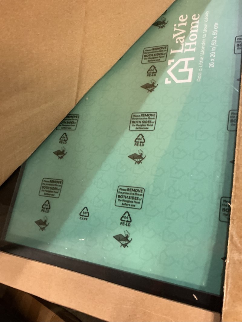 Condition photo showing Good Condition for lavie home 20x20 picture frame, square poster frame with high definition plexiglass, 20x20 frame, horizontal or vertical wall gallery poster frames suitable for photos, artworks, posters,puzzle, black 20x20 black