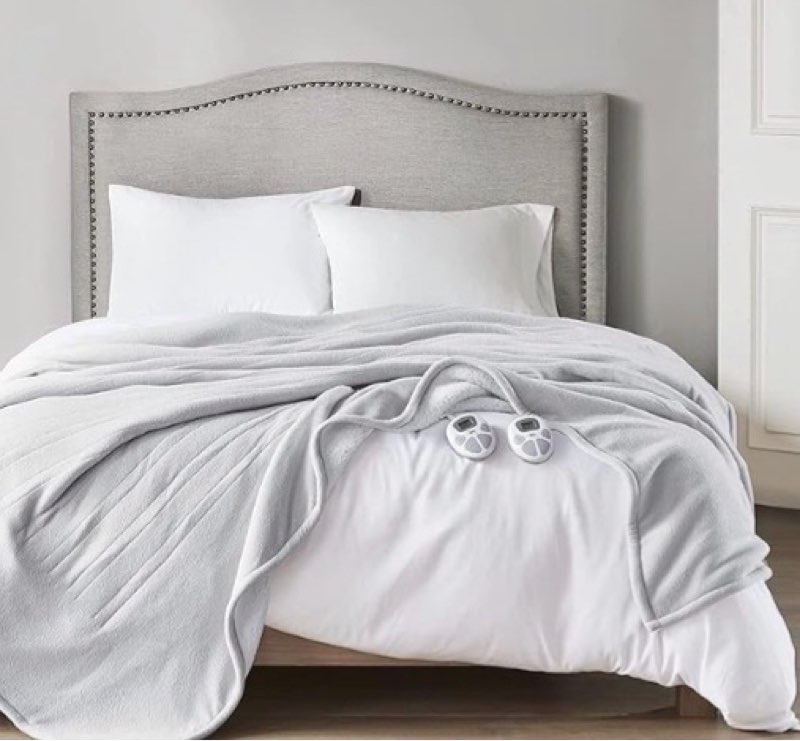 Serta Heated Blanket - Reversible Fleece to Sherpa Electric Blanket, Fast Heating, Auto Shut Off Timer, Multi Heat Setting, ETL Certified, Machine Washable, Smoke Grey King 90"x 100"