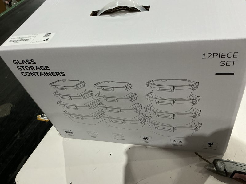 Condition photo showing Good Condition for 12-pack glass containers with tempered lids – borosilicate, oven-safe(-4°f~950°f), airtight, bpa-free, multi-size for meal prep, dishwasher safe (gray)