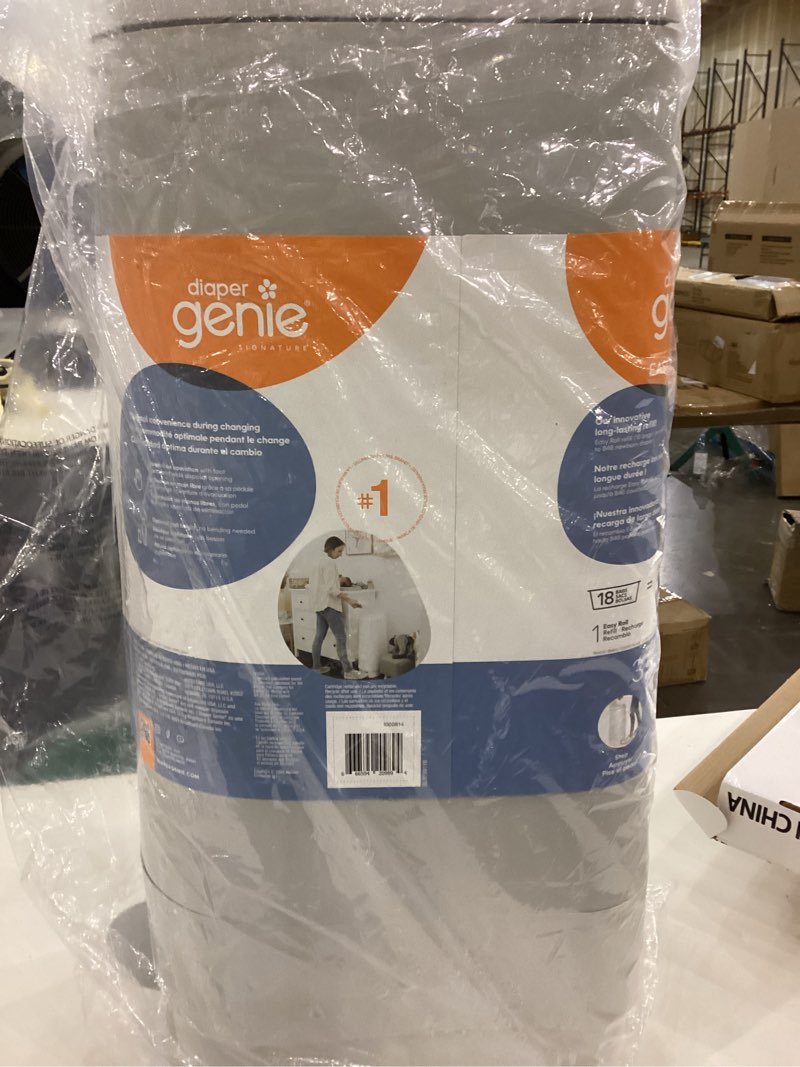 Diaper Genie Signature Pail Includes 1 Easy Roll Refill with 18 Bags | Holds Up to 846 Newborn-Sized