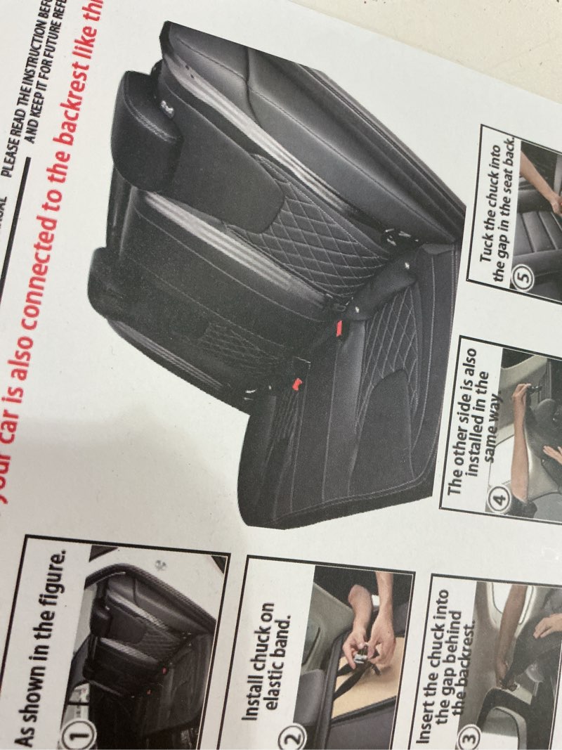 Condition photo showing Good Condition for car seat coves  motorbox prestige premium seat covers, semi-custom fit car seat covers for rear bench automotive interior cover for car truck van suv, made with faux leather for superior feel & durability - black