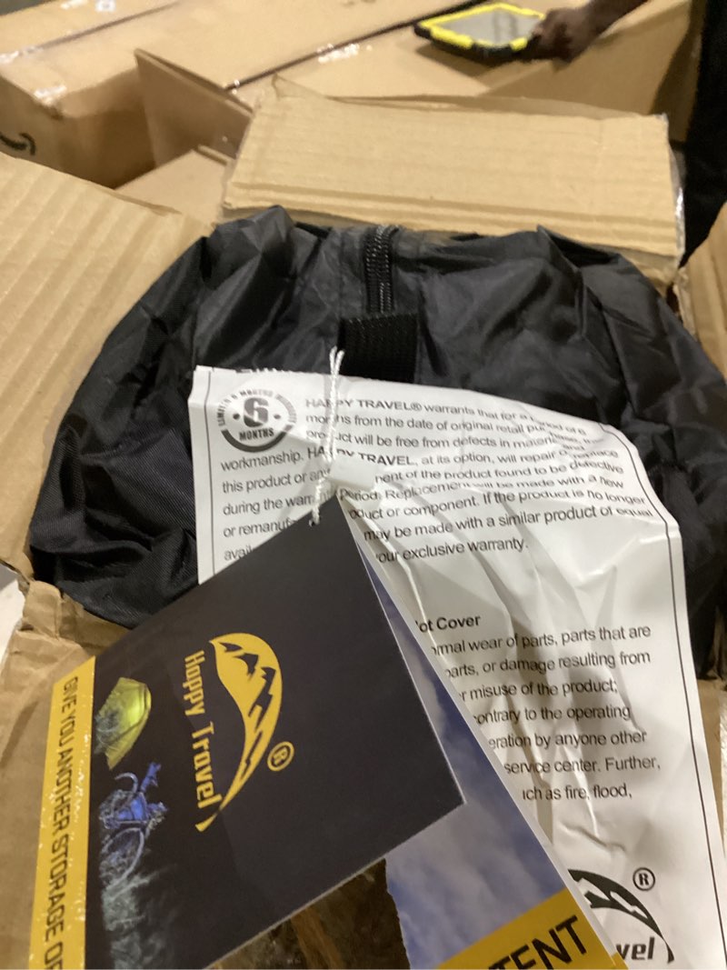 Condition photo showing As Is for (similar to )happy travel bike storage shed tent,outdoor portable bicycle storage sheds with 210d oxford fabric pu4000 waterproof for 2/3/4/6/8 bikes,bike covers shelter for motorcycle,garden tools,toys,lawn mower arch - xl for 2-3 bikes-black