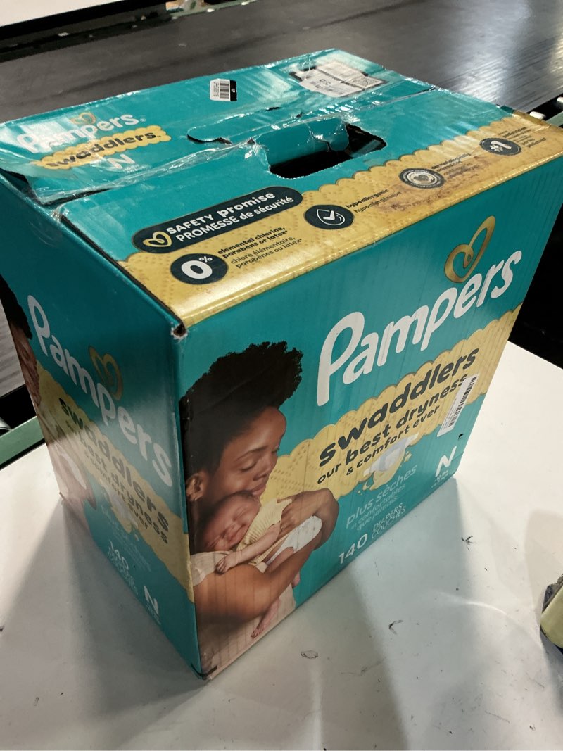 Condition photo showing New/Like New for pampers swaddlers diapers, size 0 (up to 10 lbs), 140 count, absorbent, keeps baby dry and comfortable, skin safe disposable baby diaper (packaging may vary) newborn 140