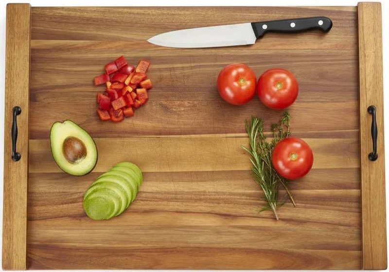 30" x 22" acacia noodle board stove cover wood with handles