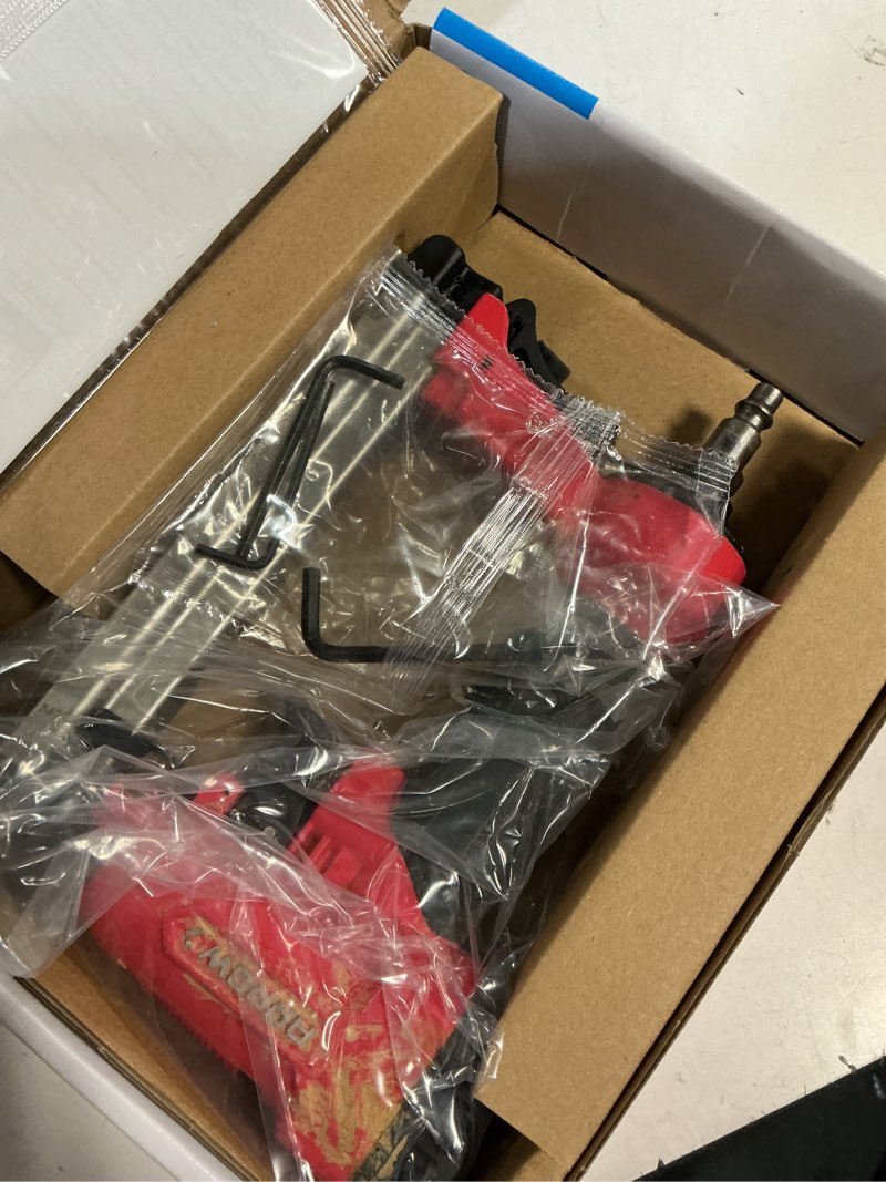 Condition photo showing New/Like New for Arrow PT50 Oil-Free Pneumatic Staple Gun, Professional Heavy-Duty Stapler for Wood, Upholstery, Carpet, Wire Fencing, Fits 1/4”, 5/16”, 3/8", 1/2", 9/16” Staples , Red