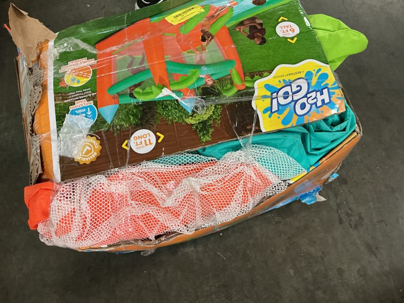 Condition photo showing As Is for h2ogo! kids tropical outdoor inflatable mega bouncer