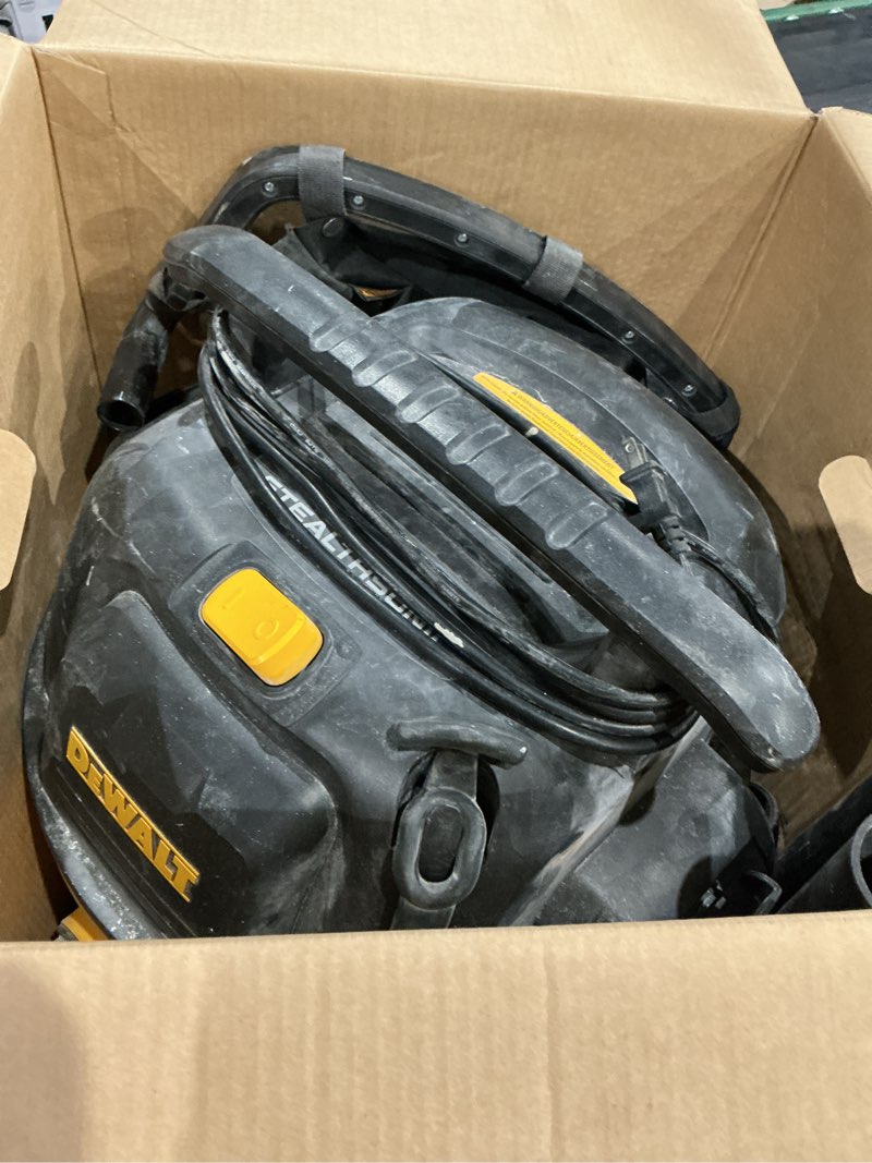 Condition photo showing As Is for dewalt stealthsonic quiet 9-gallon 5-hp corded wet/dry shop vacuum with accessories included