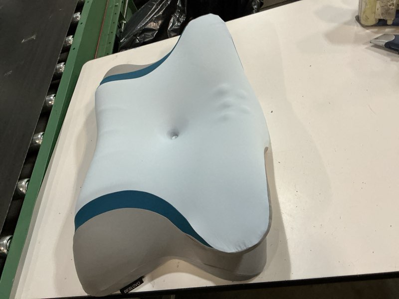 Condition photo showing Good Condition for cervical neck pillow for pain relief - ergonomic side sleeper pillow for neck support, orthopedic memory foam pillows for sleeping, contour cervical pillow bed pillow for back stomach sleepers blue