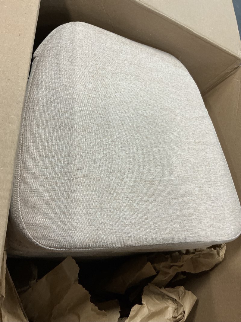 Condition photo showing As Is for AAAAAcessories D-Shaped Chair Cushions, 2" Thick Dining Chair Pads with Ties and Removable, Machine-Washable Cover, 17" x 16", Set of 6, Oatmeal Beige Oatmeal Beige 6 Count(Pack of 1)