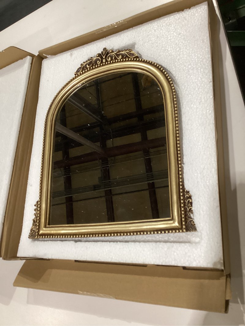 Condition photo showing New/Like New for OIGUMR Small Vintage Gold Ornate Baroque Mirror Hanging Mirror Arched Resin Frame Size?15X11 inch Vintage Gold 15"L x 11"W