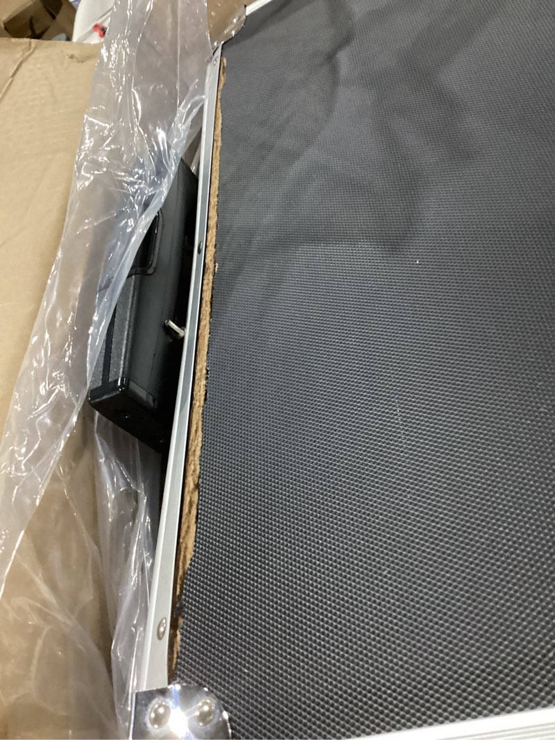 Condition photo showing As Is for top is broken vaultz portable file box with handle - dual lock file boxes with lids, letter & legal-size hanging folders, laptop sleeve - hipaa compliant portable safe storage box, 14.5\" x 17.5\" x 15.5\" letter/legal black