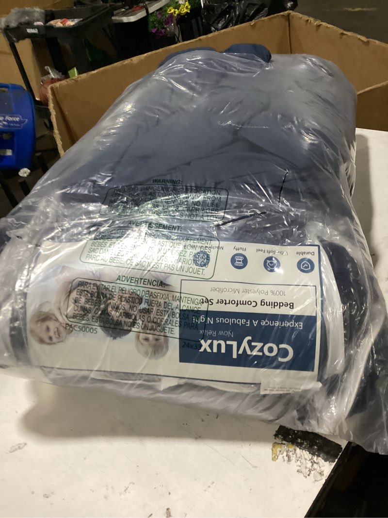Condition photo showing New/Like New for cozylux king size comforter set navy blue, 7 pieces seersucker textured luxury bed in a bag, all seasons soft bedding sets with down alternative comforter, sheets, pillowcases & shams, home gift navy king