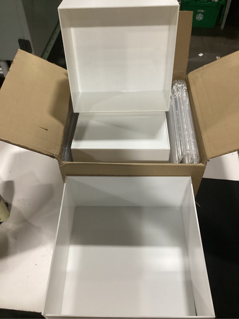 Condition photo showing Good Condition for 6 pcs large buffet risers display stands set 7" to 12"- acrylic food & dessert table display stand shelf for party, catering, jewelry, collectibles, white cube storage boxes