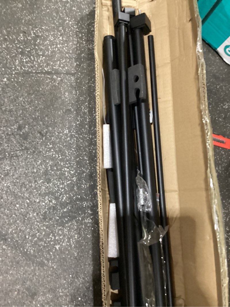 Condition photo showing Good Condition for double curtain rods with square heavy duty aluminum alloy finials - 72-144' telescoping rods, 1 inch front and 5/8 inch back - matte black black 72-144"